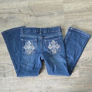 Arizona Jean Company Blue Flare Jeans with Embroidered Back